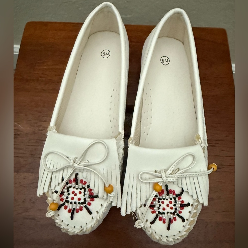 White Beaded Moccasins